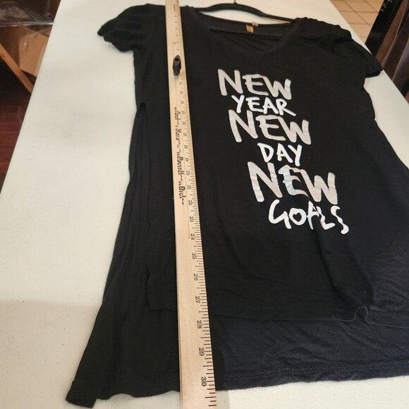 New Year New Day New Goals Black Womens T-Shirt By Just Be Free Size S - Picture 12 of 15